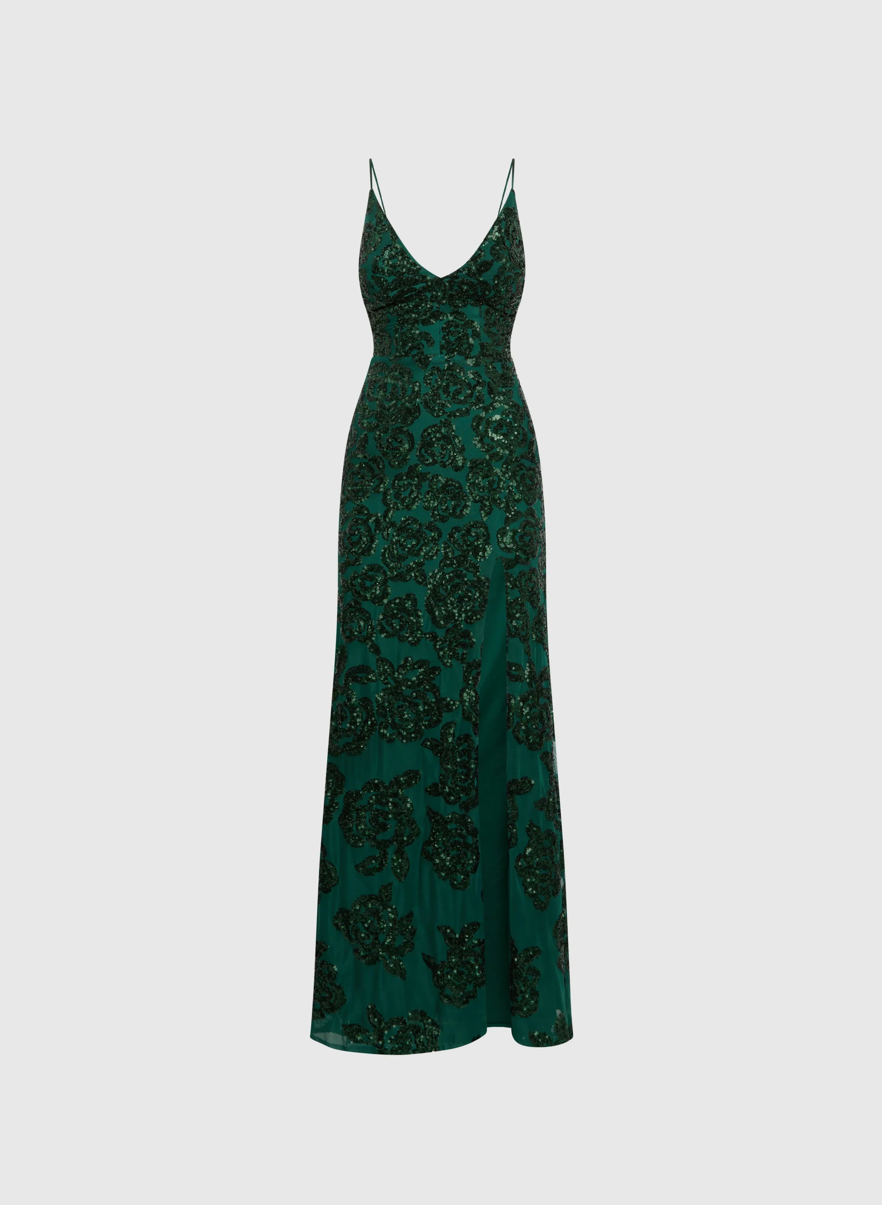 Sparkling Fitted Spaghetti Straps Sleeveless Sequin Floor-Length Prom Dress